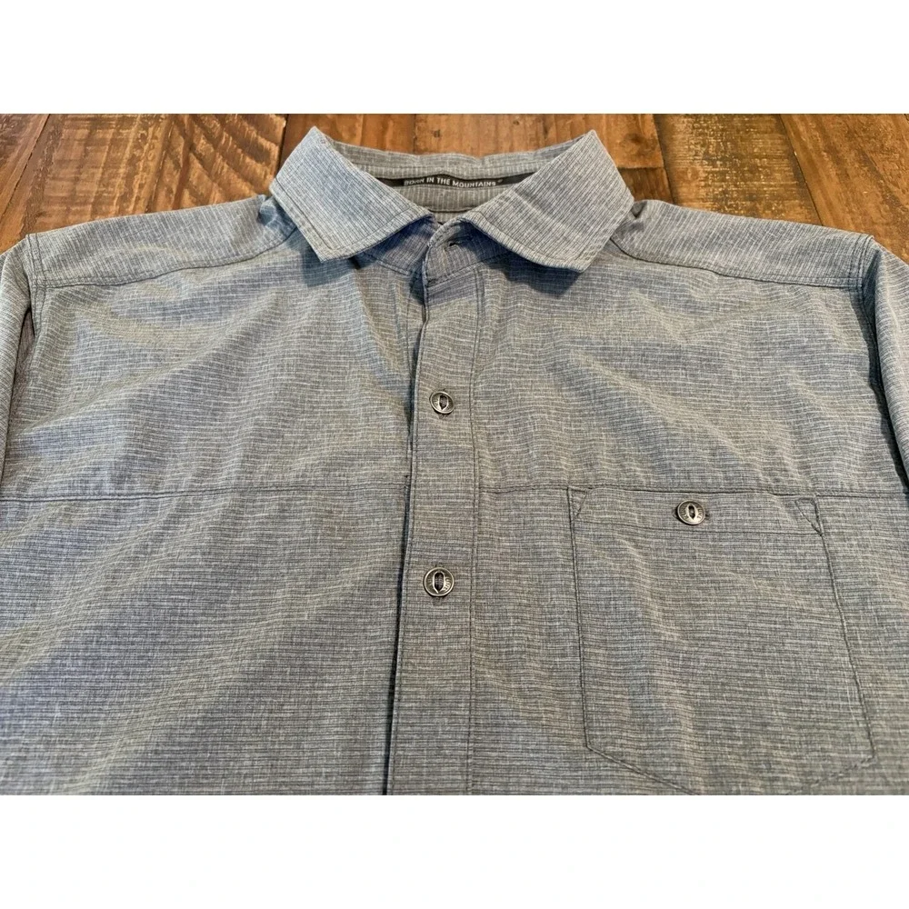 Kuhl Shirt Mens Medium Gray Short Sleeve Button Pocket Optimizr tapered wick upf - Picture 4 of 11